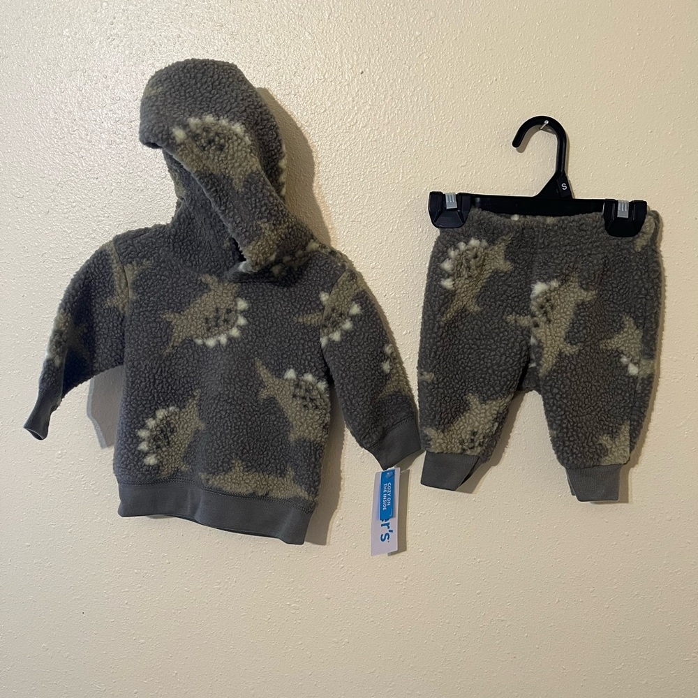 Cozy Green and Tan Fleece Baby Outfit